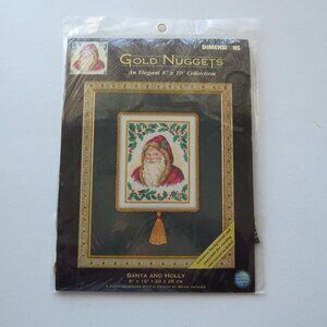 Santa and Holy Gold Nuggets Dimensions Counted Cross Stitch Kit #8679, 2002